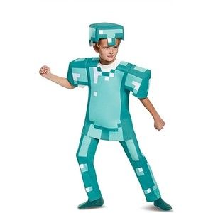 Kids Minecraft Halloween Costume Boys Girls Armor Deluxe Size Large 10-12 Child
